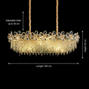 Candelabru Cristal 20xE14, BLOSSOM Imperio 100x40cm, Auriu Lucios, Inaltime Reglabila, Metal si Cristal