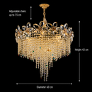 Candelabru Cristal BLOSSOM Magno,8xE14, 60cm, Auriu Lucios, Inaltime Reglabila, Metal si Cristal