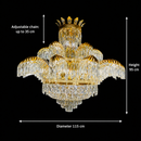 Candelabru Cristal PALACE Supremo 29xG9, D115cm, Auriu Lucios, Inaltime Reglabila, Metal si Cristal