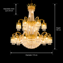 Candelabru Cristal , 31xE14, Diametru 115cm, Inaltime 130cm, Auriu Lucios, Inaltime Reglabila, Design Elegant Candelabre Cristal Default Title Alessandro Design