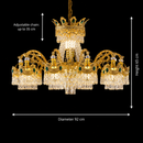 Candelabru Cristal 16xE14, D92cm, Auriu Lucios, Inaltime Reglabila, Metal si Cristal Candelabre Cristal Default Title Alessandro Design