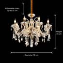 Candelabru Cristal 8xE14, D78cm, Argintiu, Inaltime Reglabila, Metal si Cristal Candelabre Cristal Default Title Alessandro Design