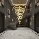 Candelabru Cristal cu Telecomanda KOLO Supremo, 120x350cm, Lumina Calda/Neutra/Rece, Auriu, Metal si Cristal