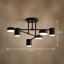 Lustra LED GALIOS 26W, 6 Elemente, lumina Rece/Calda/Neutra, Negru