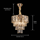 Candelabru Cristal VALMONT Petito 3xE14, D30 cm, Auriu, Inaltime Reglabila, Metal si Cristal Candelabre Cristal Default Title Alessandro Design