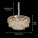 Candelabru Cristal LUCENT Magno 12xE14, D60 cm, Auriu, Inaltime Reglabila, Metal si Cristal