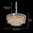 Candelabru Cristal LUCENT Regalis 22xE14, D80 cm, Auriu, Inaltime Reglabila, Metal si Cristal