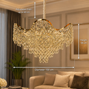 Candelabru Cristal VELOURA Supremo 28xE14, D100 cm, Auriu, Inaltime Reglabila, Metal si Cristal