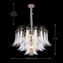 Candelabru Cristal MURANO Magno 7xE14, D60 cm, Alb, Inaltime Reglabila, Metal si Cristal