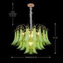 Candelabru Cristal MURANO Magno 7xE14, D60 cm, Verde, Inaltime Reglabila, Metal si Cristal