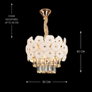 Candelabru Cristal PETAL Petito 3xE14, D30 cm, Auriu, Inaltime Reglabila, Metal si Cristal