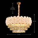 Candelabru Cristal PETAL Magno 13xE14, D60 cm, Auriu, Inaltime Reglabila, Metal si Cristal