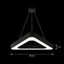 Lustra LED suspendata ANGLE, 60cm, 25W, Inaltime Reglabila, Lumina Rece, Negru, Metal si Acril