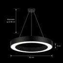 Lustra LED suspendata ANGLE, D52cm, 25W, Inaltime Reglabila, Lumina Rece, Negru, Metal si Acril