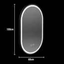 Oglinda LED Ovala 60x100cm VETRO, 22W, Touch Sistem Dezaburire Dimabila, Rama Neagra
