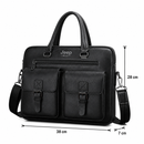 Geantă business laptop SAMARKAND, 38x7x28 cm, Piele Ecologică, Negru