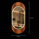 Oglinda LED EVORA, 55x110cm, Auriu Lucios, Senzor, Lumina 3000K, 4000K, 6000K, Sistem Dezaburire, Metal, Functii Ceas si Temperatura