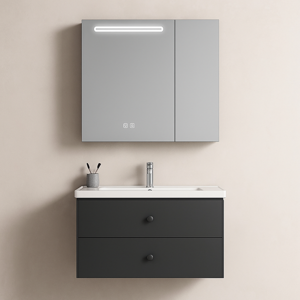 Mobilier Baie, Dulap Cu Oglinda LED T1160/80 Gri