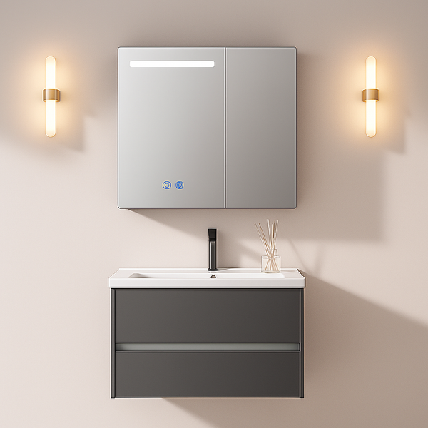 Mobilier Baie, Dulap Cu Oglinda LED T1319G/80 Gri