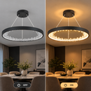 Lustra LED suspendata cu telecomanda, 28W, 1 Cerc, lumina Rece/Calda/Neutra, Dimabila, Negru, Inaltime Reglabila