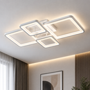 Lustra LED cu telecomanda ELLA 67W, 4 Patrate, lumina Rece/Calda/Neutra, Dimabila, Alb, Metal si Acril