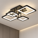 Lustra LED cu telecomanda ELLA 67W, 4 Patrate, lumina Rece/Calda/Neutra, Dimabila, Negru, Metal si Acril