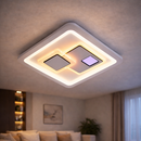 Lustra LED KEREN 33W, Patrata, lumina Rece/Calda/Neutra 3000K/4000K/6000K, Alb, Metal si Acril