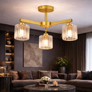 Lustra Clasica Moderna LC110/3GD cu Cristal,  3x E27, Auriu, Metal si Cristal