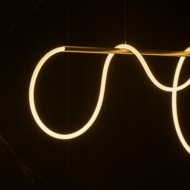 Lustra LED DIVINO cu Tub Silicon Flexibil – 62W, Lumina Reglabila, Auriu