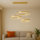 Lustra LED suspendata cu telecomanda PERU 150W, 3 Cercuri, lumina Rece/Calda/Neutra, Dimabila, Auriu Lucios, Inaltime Reglabila Lustre Moderne Default Title Alessandro Design
