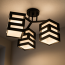 Lustra VANJA cu Abajur Patrat, 3 X Dulie E27 Alb / Negru