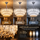 Candelabru Cristal MAJESTIC Magno 15x E14, Diametru 60cm, Crom Lucios, Inaltime Reglabila