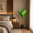 Planta Artificială Copac Tip Bananier, 130 cm, 6 frunze, Verde, cu Ghiveci