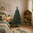 Decorațiune Brad Artificial MANIITSOQ, 150 cm, 130 vârfuri, Suport Metalic, Plastic, Ace Verzi cu Vârfuri Albe