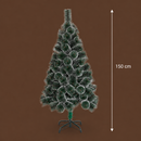 Decorațiune Brad Artificial MANIITSOQ, 150 cm, 130 vârfuri, Suport Metalic, Plastic, Ace Verzi cu Vârfuri Albe