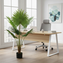 Decorațiune Palmier Livistona Evantai, 5 frunze, Plastic, 120 cm, Verde