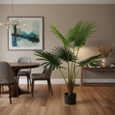 Decorațiune Palmier Livistona Evantai, 5 frunze, Plastic, 120 cm, Verde