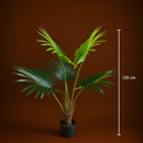 Decorațiune Palmier Livistona Evantai, 5 frunze, Plastic, 120 cm, Verde