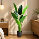 Plantă Artificială Tip Strelitzia Nicolai(Pasărea Paradisului), 120 cm, 8 frunze, Verde