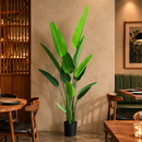 Plantă Artificială Tip Strelitzia Nicolai(Pasărea Paradisului), 220 cm, 13 frunze, Verde