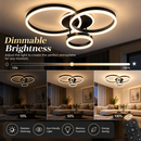 Lustra LED cu telecomanda RIGA LILITH, 68W, 3 Cercuri, lumina Rece/Calda/Neutra, Dimabila, Negru