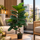 Planta Artificială Copac Tip Ficus, 2 Ramuri, 67 cm, Verde, cu Ghiveci
