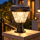 Lampa Solara LED pentru Stalp Exterior KATTAKURGAN, 8W, Lumina Calda/Rece/Neutra + RGB, Forma Rotunda, Aluminiu, Negru, Dimabila