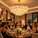 Candelabru Cristal MAJESTIC Regalis 21x E14, Diametru 80cm, Auriu Lucios, Inaltime Reglabila