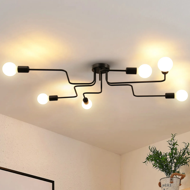 Lustra MODERNIST Hexa 6, 6x E27, Negru, Design Modern