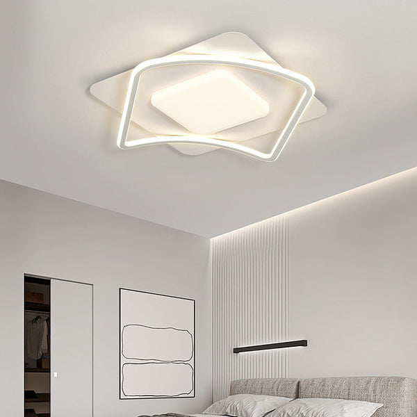 Lustra LED cu telecomanda MODERNO 106W, 2 Patrate, lumina Rece/Calda/Neutra, Dimabila, Alb