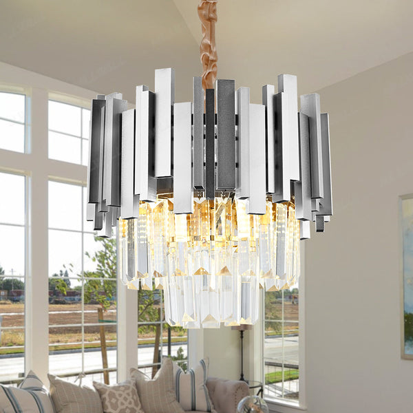 Candelabru Cristal BLOIS Petito 3xE14, Diametru 30cm, Argintiu, Inaltime Reglabila