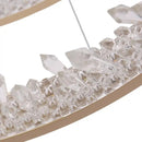 Lustra LED suspendata cu telecomanda, Cristale K9, 73W, 2 Cerc, 60 cm, lumina Rece/Calda/Neutra, Dimabila, Auriu, Inaltime Reglabila