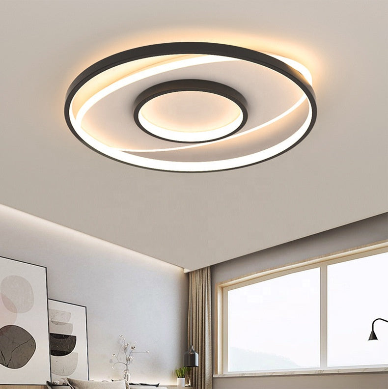 Lustra LED cu telecomanda FIGURATO, 120W, 3 Cercuri, lumina Rece/Calda/Neutra, Dimabila, Negru