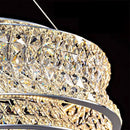 Lustra LED cu Telecomanda,LLC160/500GD, Cristal si Metal, 55W, Dimabila, Inaltime Reglabila, Lumina Rece/Calda/Neutra, Iluminat Luxos